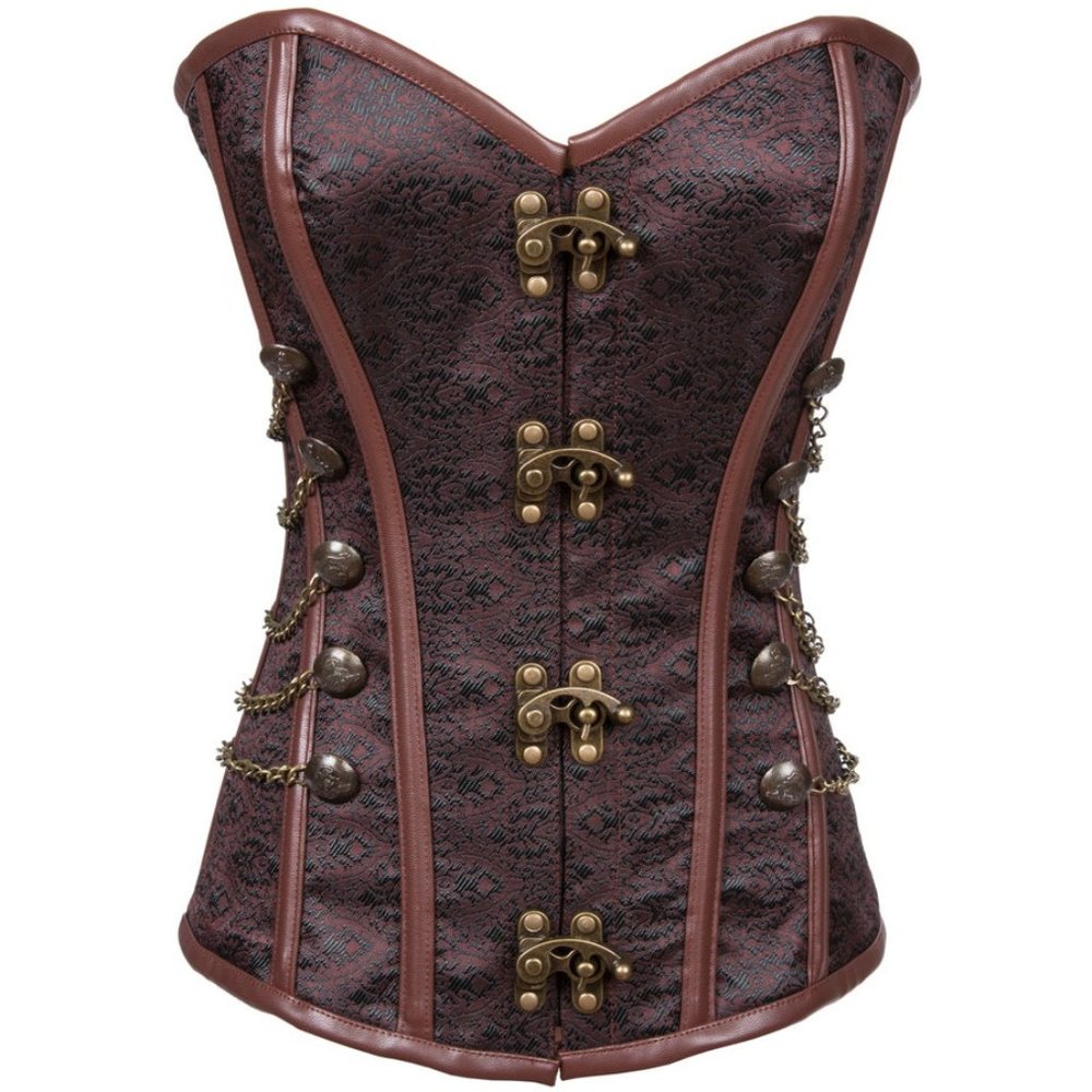 Brown and Brass Steampunk Overbust Corset